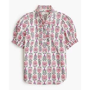 J.Crew Printed Rufflee-Placket Cotton Blouse | Small